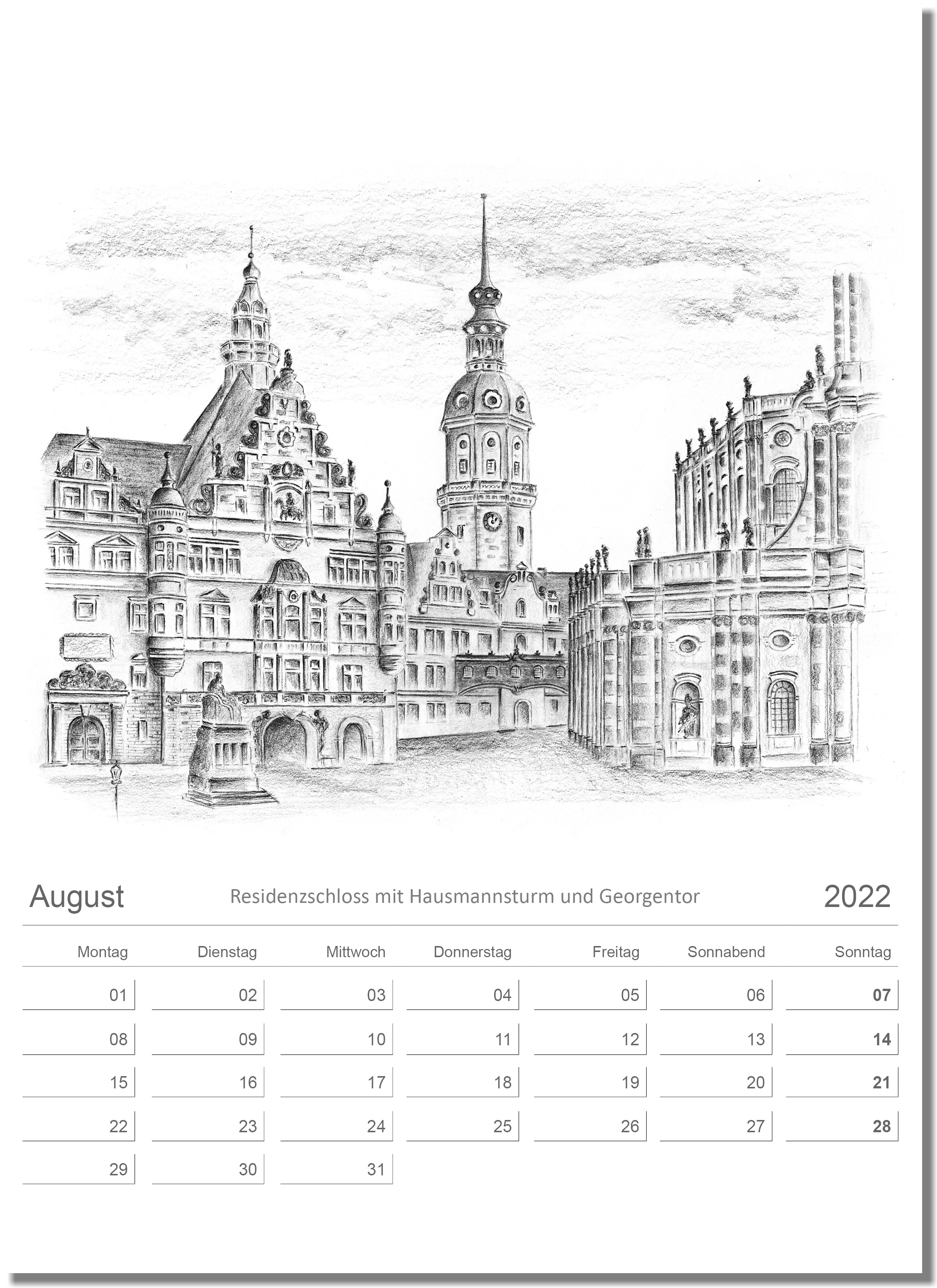 Kalender Dresden August 2022